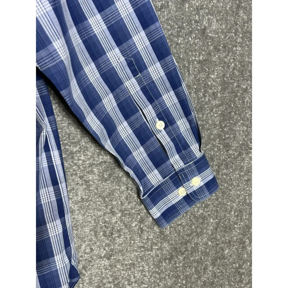 ORVIS‎ Button Up Shirt Mens Size Large Blue Plaid Long Sleeve VINTAGE Pockets